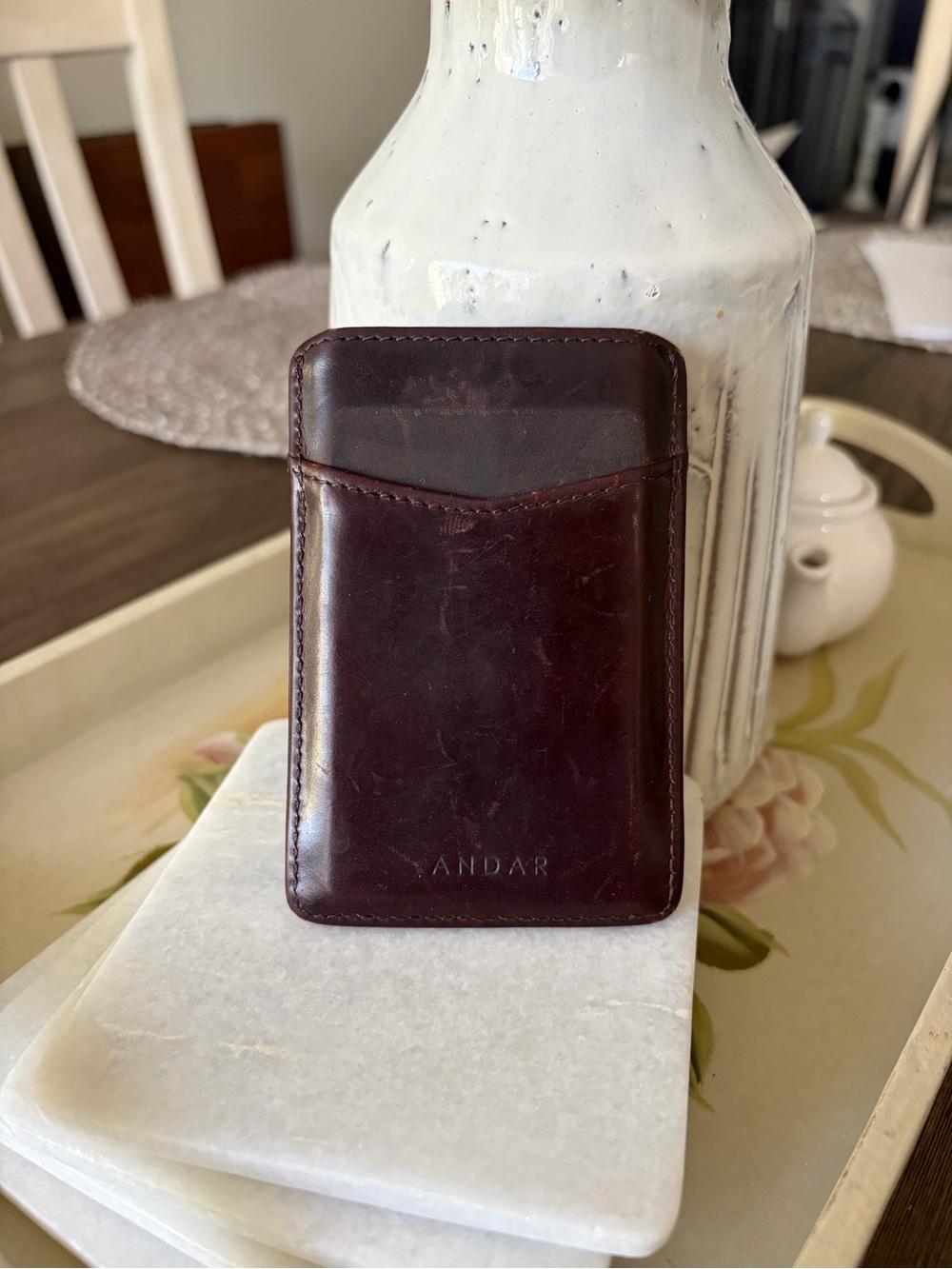 Andar Men’s Slim Card & Key Holder Wallet in Burgundy Leather